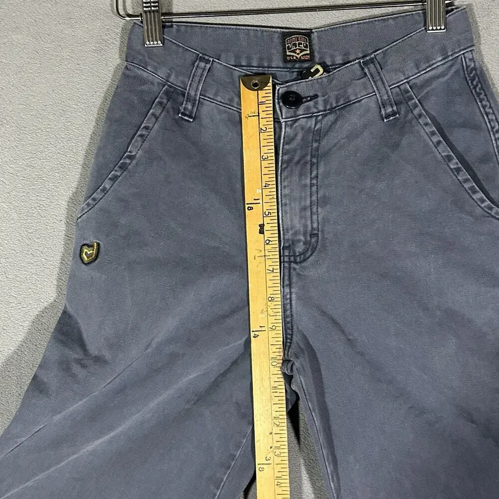 VTG 90s Y2K JNCO Girlie Stuff Cotton Navy Blue Army Pants Sz 3 1267 Uniform